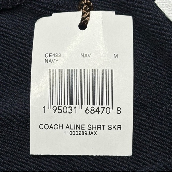 COACH A-Line Short Mini Skirt Navy White Logo - Picture 10 of 10